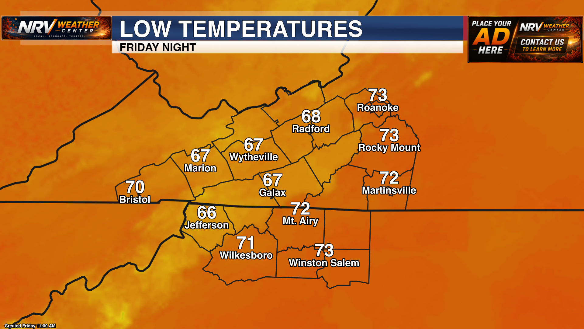 Tonight's Low Temperatures