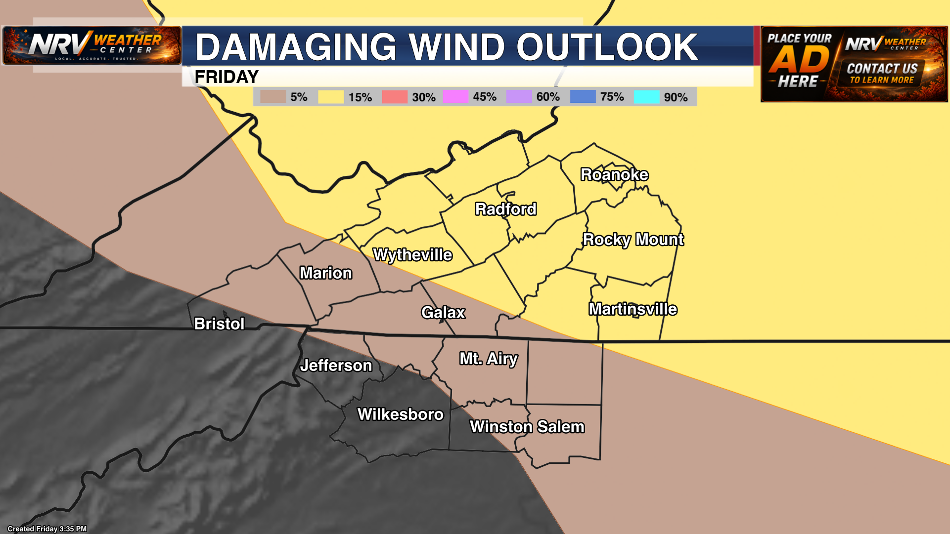 Damaging Wind Outlook Today